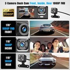 3 Lens Dash Cam Front Cabin Rear 1080p Night Vision  Parking Monitor  G-sensor