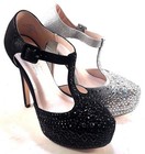 De Blossom Kinko-201 Platform High Heel T-strap Dressy Shoes Choose Sz color