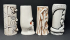 4 Ceramic Hawaiian Tiki Bar Mugs Skull Gods Tree