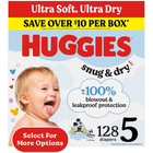 Huggies Snug   Dry Baby Diapers  Size 5  27  Lbs   128 Count