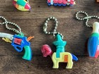 Vintage Keychain Puzzles Lot Of Eight Wagon Gun Car Dog Donkey Train Bowling Pin