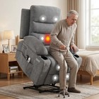 Oversized Power Lift Recliner Chair 54  Wide Seat Massage Heat Usb Linen Elderly