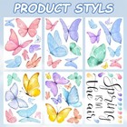  6 Sheets Spring Window Clings  Watercolor Butterfly Spring Decals  Blue