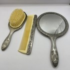 Vintage Vanity Set Art Nouveau Floral Mirror Brush Comb