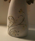 Vintage Wooden Angel With Silver Metal Wings  7 Inches Tall 