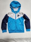 Nike Jacket Youth 7 l Blue White Colorblock Windrunner Hooded Full Zip Athletic