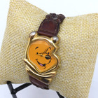 Timex Disney Winnie The Pooh Braided Leather Watch Gold Tone Untested Vtg
