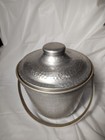 Vintage Ice Bucket Hammered Aluminum Handle Old Mid Century Modern Made In Italy
