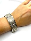 Chunky Vintage Egyptian 900 Silver Engraved Pharaoh Panel Bracelet 45 9 Grams