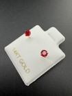 14k Gold Earrings With Red Cubic Zirconia