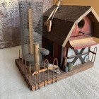 Handcrafted Rustic Barn Silo Wood Birdhouse Bird House Folk Art -artist Signed