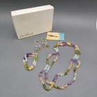 Vtg Lee Sands Rainbow Gemstone Parure Set Of 3 Necklace Bracelet Earrings