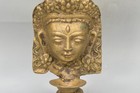 Antique Tibetan Brass Butter Lamp Tara Deity Bust Ritual Buddhist Altar Oil Lamp