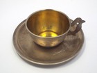 Vtg Russian 875 Silver Gilt Engraved Floral Design Tea Cup   Saucer  Post 1958