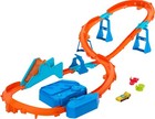 Deluxe Hot Wheels Track Set With Motorized Booster  1 64 Scale Cars  Speed Jump