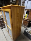 Vintage retro Wood Pie Safe Cabinet  2 Glass Doors  2 Shelves  Brown 50x15x10