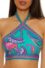 Trina Turk Mykonos Reversible High Neck Bikini Top Women s Swimwear Nwt