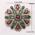 Vintage Sparkling Rhinestones Snowflake Brooch Pin Women Colorful Red Green Gift