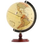 Vintage 10  Antique Globe With Wood Base - Rotating Political World Map Decor