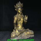 19 8   Old Tibet Tibetan Bronze Gold White Tara Mahayana Goddess Buddha Statue