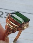 Antique 10 K Yellow Gold Ring With  3 Ct  Green Tourmaline Size 6 25