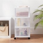 3 Drawer Medium Cart Plastic Storage Drawers With Casters  Portable Utility Stor