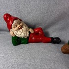 Vintage Ceramic Garden Gnomes Red green Set Of 2 Hand Painted Dated 1974