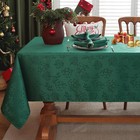 60x120 Green Christmas Tablecloth  Mistletoe Jacquard  Spillproof  Wrinkle