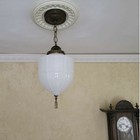 810c Antique 1920 s 30 s Glass Shade Ceiling Light Fixture Pendant Schoolhouse