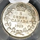 1919 Pcgs Ms 62 Canada 5 Cents George V Sterling Silver Coin  25120605c 