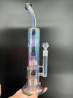 16in Heavy Thick Glass Bong Water Pipe Hookah Bongs With Skull Catcher Blue