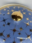 Vintage Hall s Blue   Gold Starburst Casserole Dish Mcm Atomic Kitchenware Nice 
