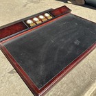 Bombay Company Executive Desk Blotter Wood Leather Rare Vintage With Clocks 2005