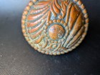 Antique Victorian Cast Brass Door Knob - Ornate Floral Spiral Pattern - 2 1 4 