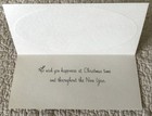 Unused Christmas Santa Reindeer Fly Oval Wood Look Vtg Greeting Card 1950s 1960s