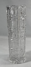 Tall Cut Crystal Vase Starburst Fan Pattern Heavy Lead Crystal 7 75   