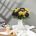 24 Pcs Black glod Rose Artificial Flowers With Long Stem Real Touch Silk Roses B