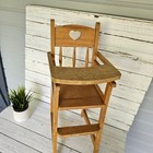 Vintage Wooden Doll High Chair - Toy Doll High Chair - All Natural Wood