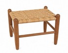 Vintage 1993 Handwoven Splint Seat Wood Footstool Signed Sandy Flinn Folk Art
