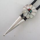 Sterling Silver Mosaic Inlay Sunface Southwestern Bolo Tie