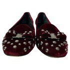 Salvatore Ferragamo Studded Bow Detail Ballet Flats In Velvet Women Bur Size 7