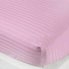 Luxury Super Soft 100  Cotton Stripe Fitted Sheet King 76  X 80  12  Drop Pink