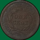 1851 Braided Hair Large Cent Almost Uncirculated Au Coin  Corrosion  34114