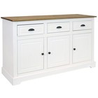 32-inch Pine 3-drawer  3-door Sideboard Cabinet - White By Sunnydaze
