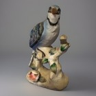 Vintage Porcelain Blue Jay Bird Figurine Japan W Flower   5    Tall  Ceramic