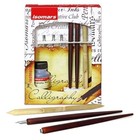 Arabic Calligraphy Pen Set Wooden Holder Bamboo Pen Nibs Black Ink Kit