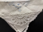 3 Vtg Lace  Handkerchief Hanky  Wedding  Bride  Trousseau  Blue Flowers  Nos
