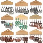 12pairs set Crystal Women Ear Clip Boho Hoop Earrings Set Cuff Stud Gift