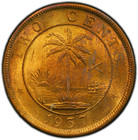 Liberia  1937 2 Cents Pcgs Ms65     Finest Known  One Of Two  Elephants Rock