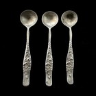 Vine By Tiffany   Co  Set Of Three Antique Sterling Silver Salt Spoons